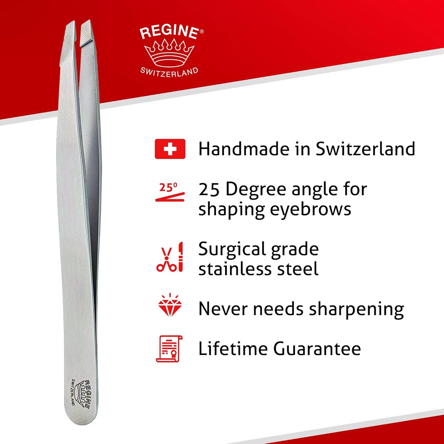 Stainless Steel Slant Tweezer, White Pack of 2 I459