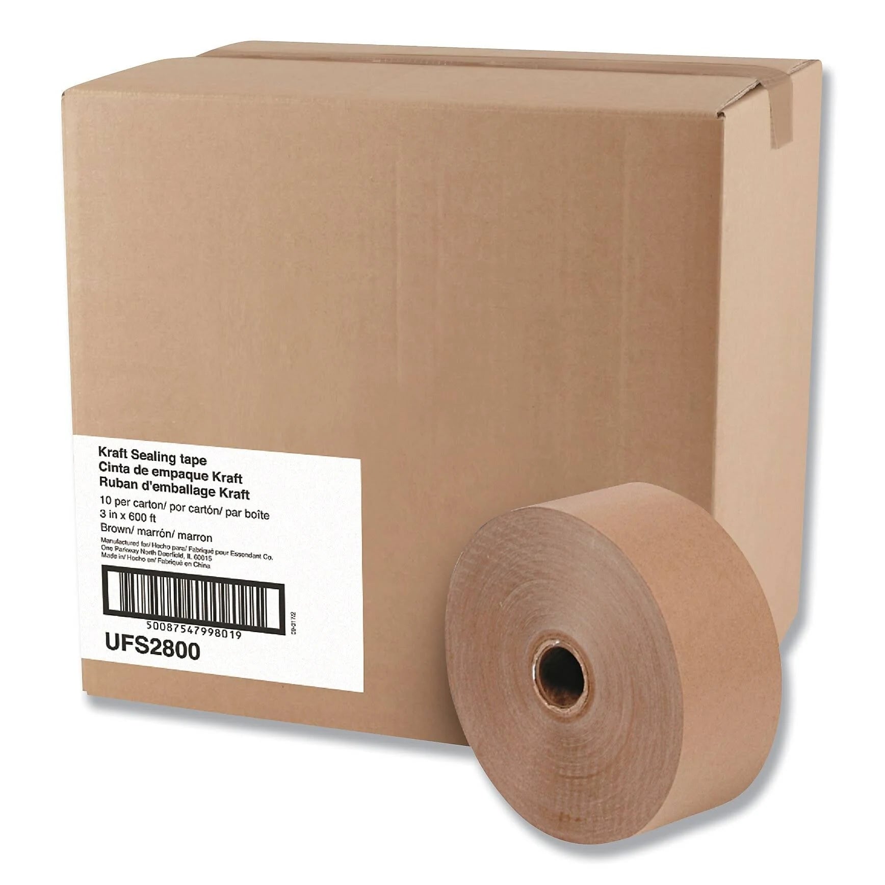 Brown Kraft Sealing Tape, 3x22 x 600 ft, 10/Carton L636072