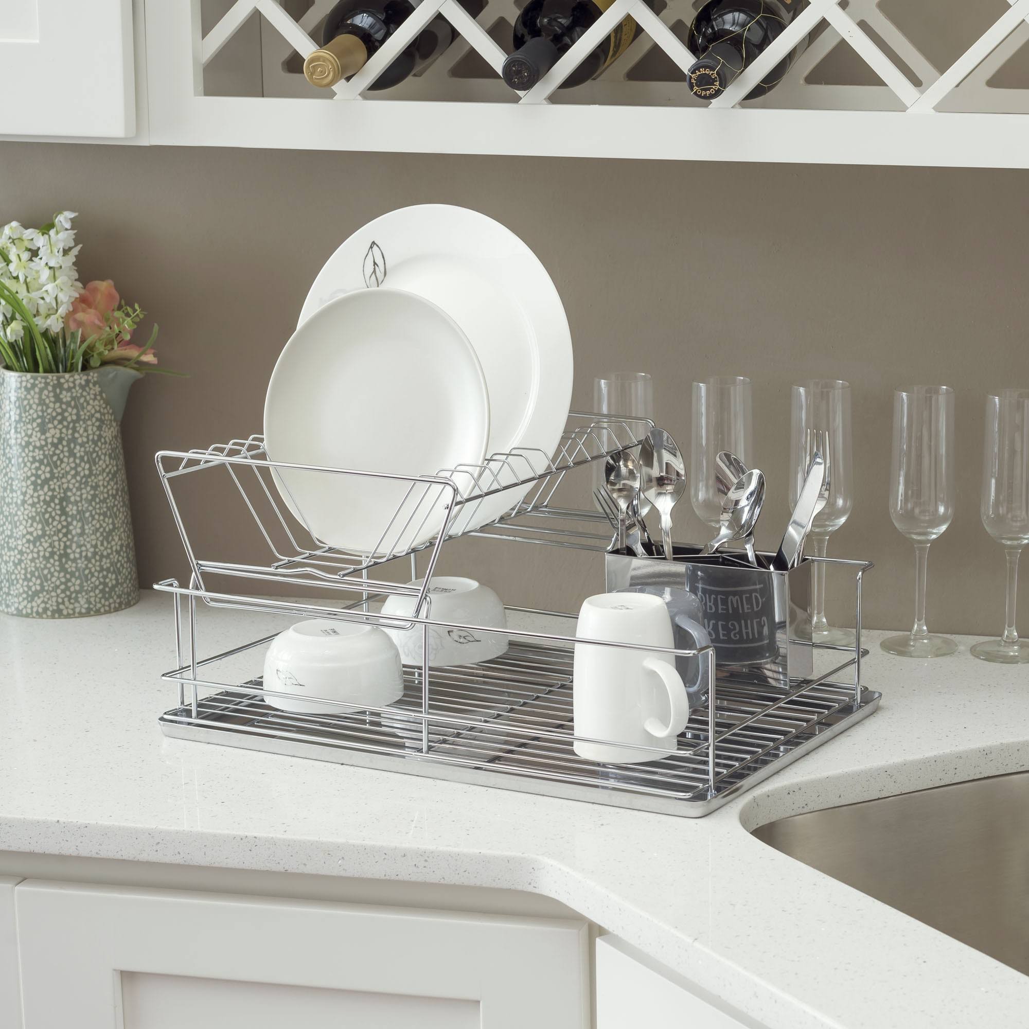 2-Tier 3 Piece Steel Dish Drainer A703