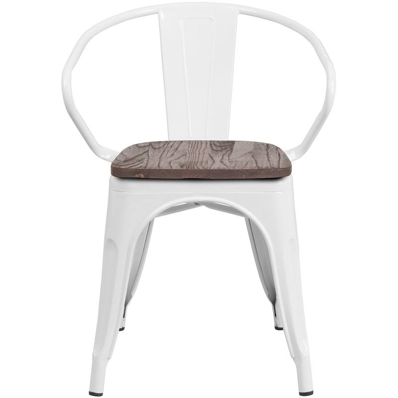 Metal Dining Arm Chair in White N55310