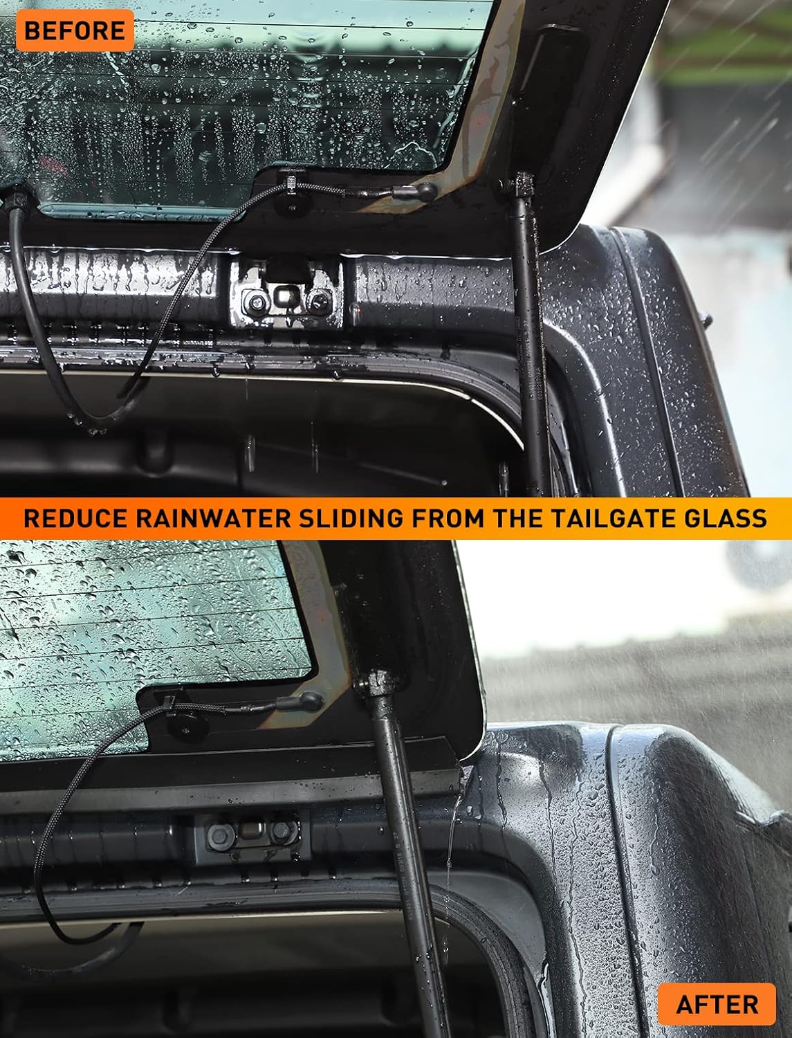 Rear Window Rain Gutter for Jeep Wrangler TJ, Black, Pack of 2 A342