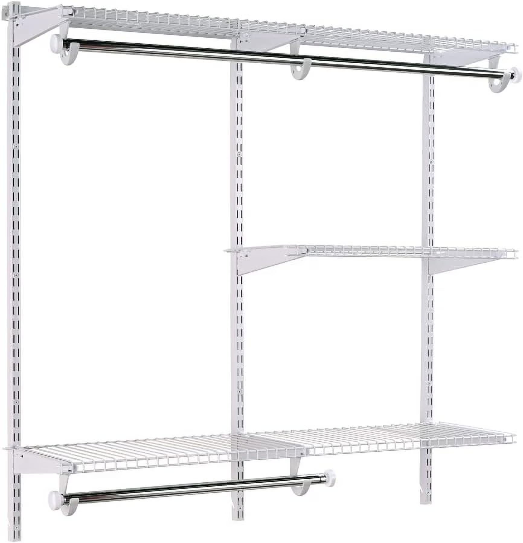 White Wire Shelving Kit with Expandable Shelving and Telescoping Rods U952029