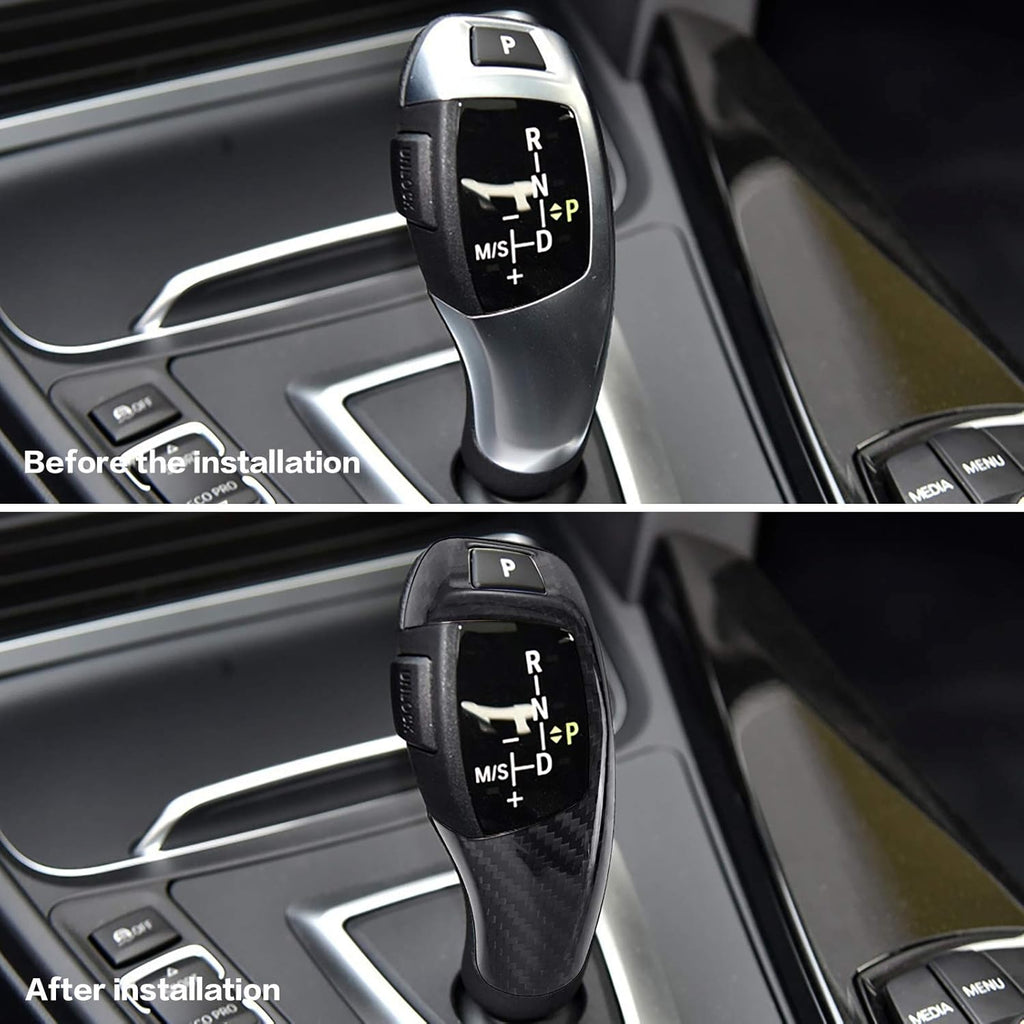 Carbon Fiber Gear Head Cap Sticker Interior Accessories (Black) Pack of 2 E635