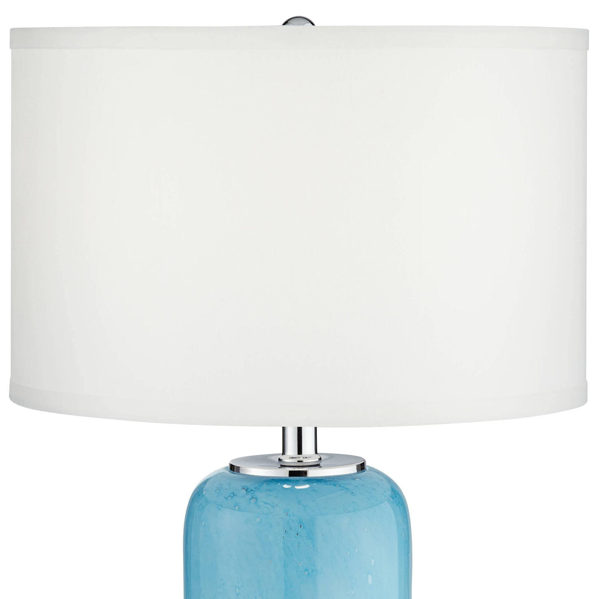 Blue Art Glass Table Lamp with Off White Drum Shade Z57019