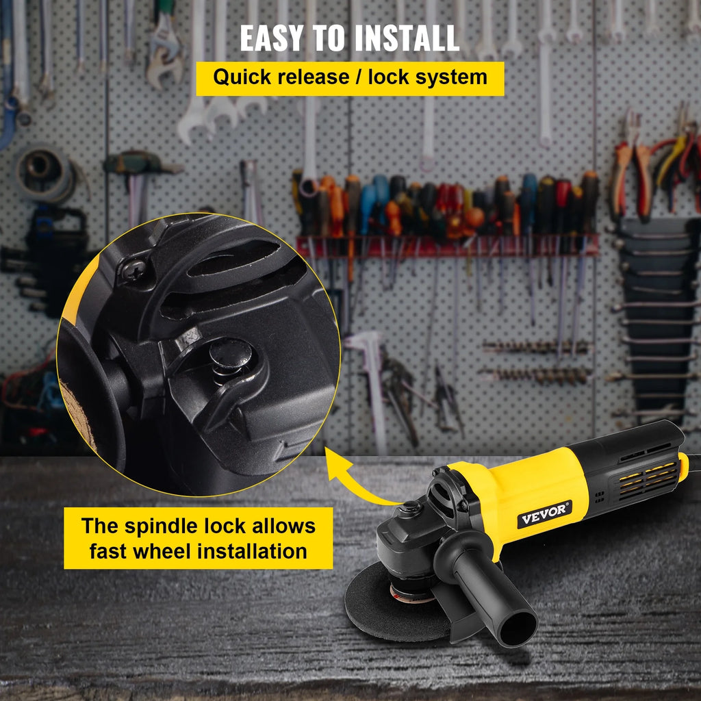 Angle Grinder 4-1/2" 11A with Paddle Switch and 360° Rotational Guard, 12000rpm F7778