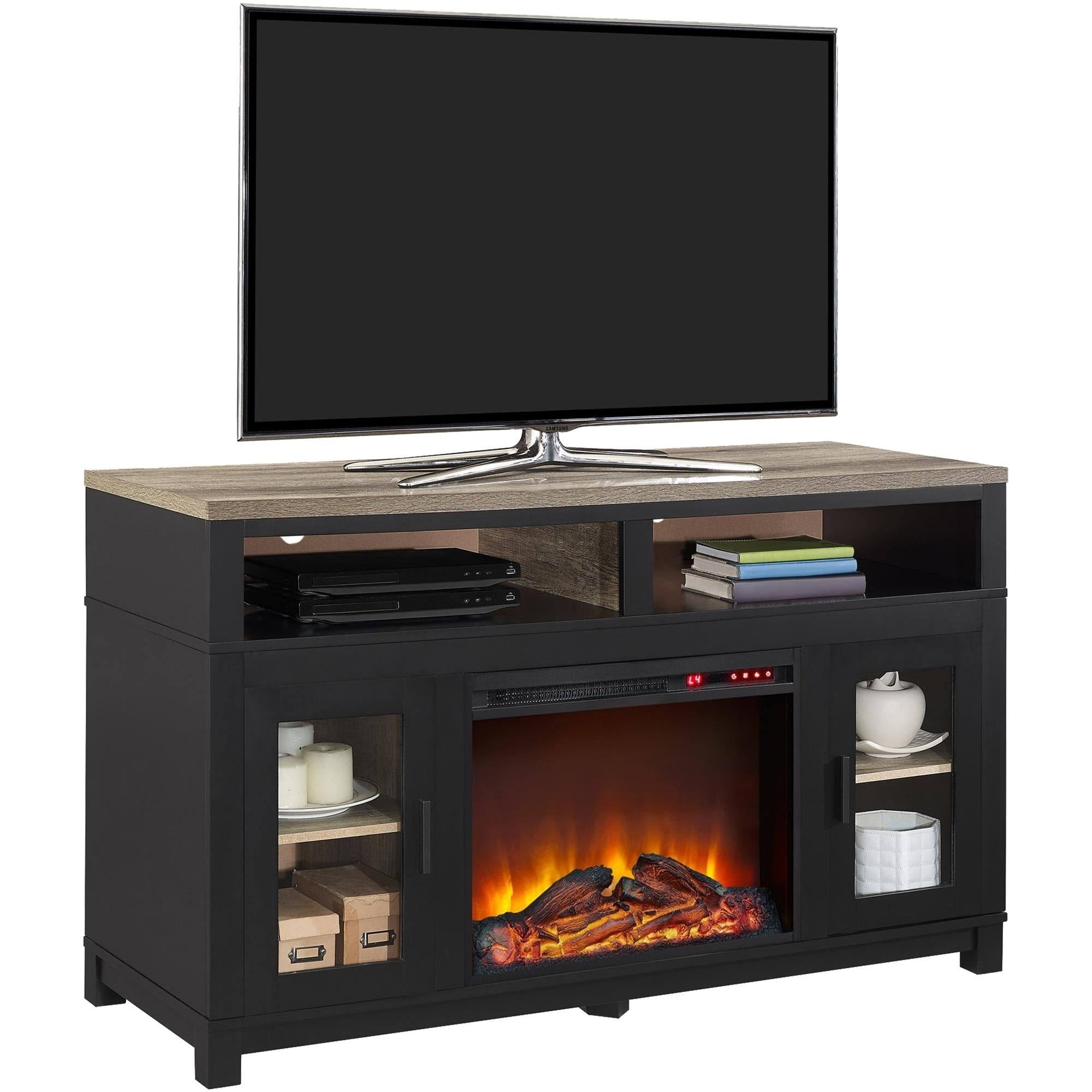 Black Electric Fireplace TV Stand F9720