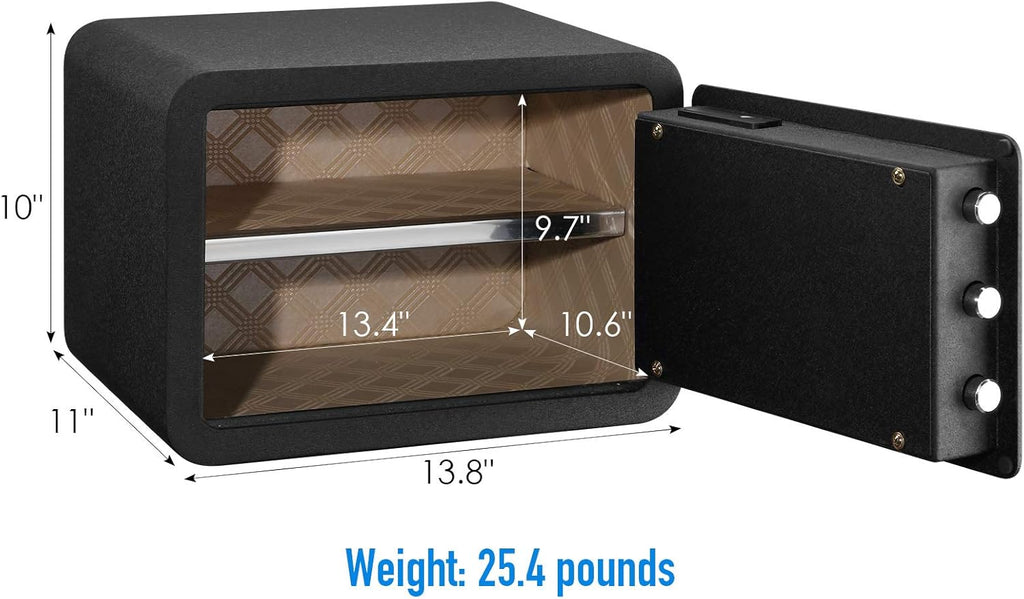 Black Solid Alloy Steel Biometric Fingerprint Safe Box R974431