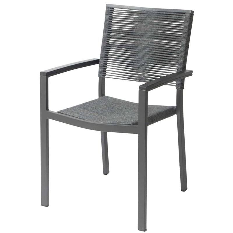 Charcoal Rope Aluminum Frame Patio Dining Arm Chair Y41276