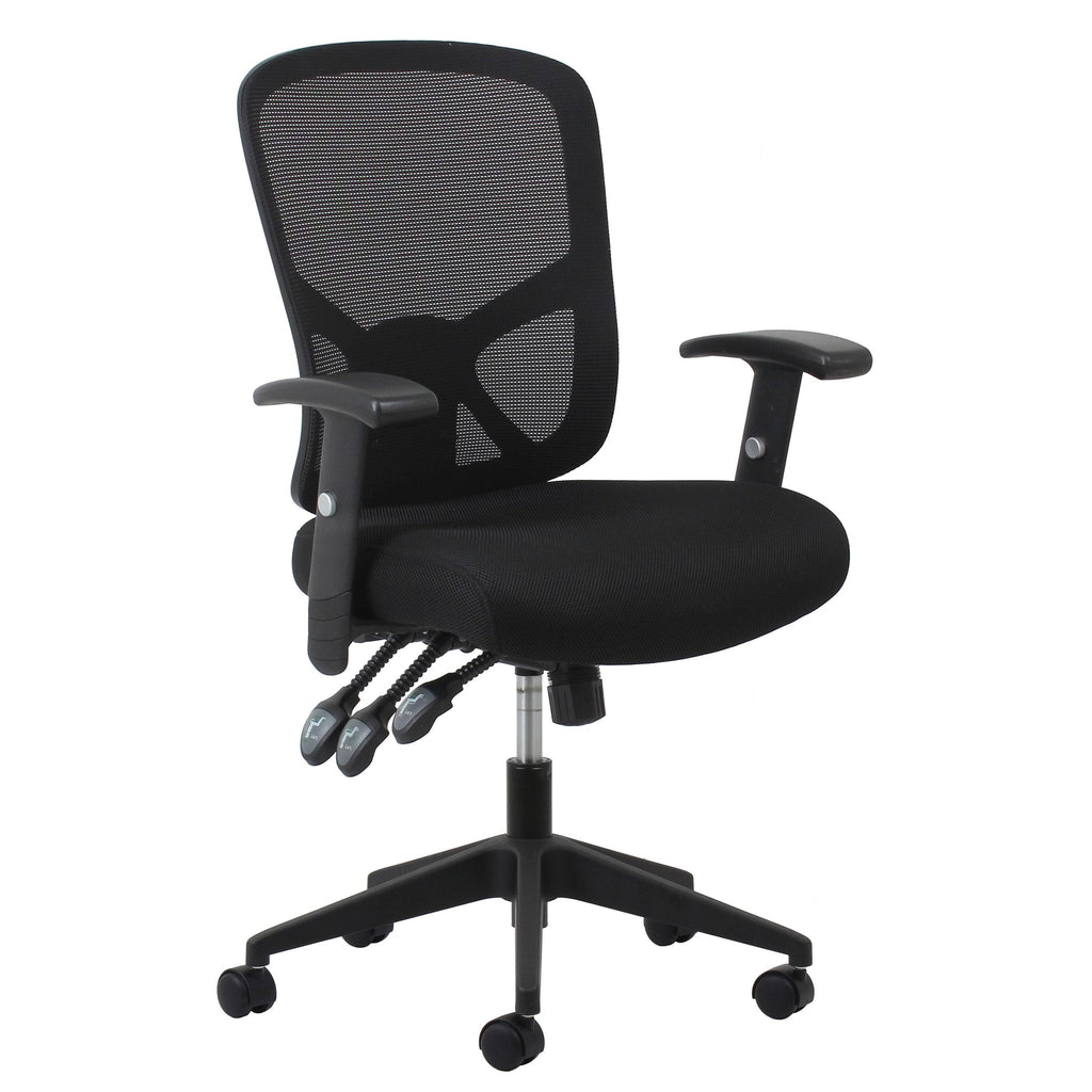 Black Mesh Ergonomic High-Back Task Chair with Arms and Lumbar Support V2795