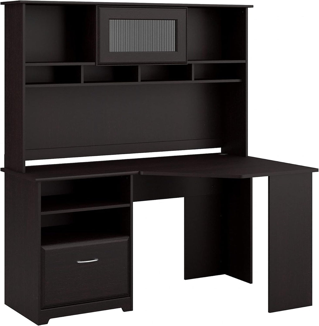 White Corner Desk with Hutch U9014