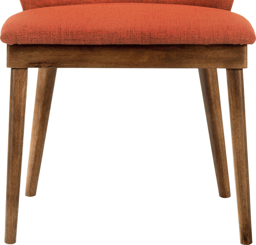 Orange Fabric and Walnut Wood Dining Side Chairs - Set of 2 Y537355