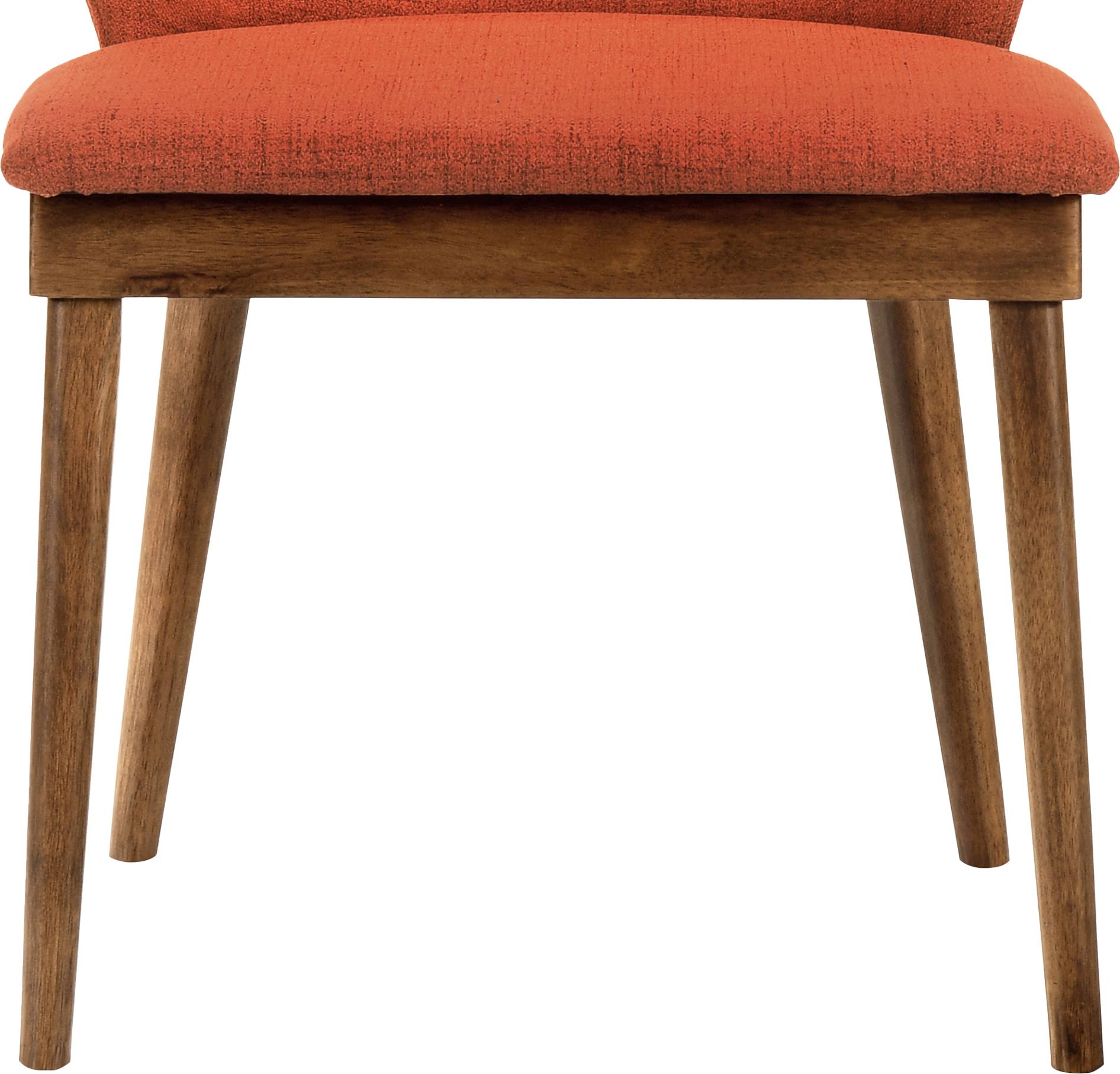 Orange Fabric and Walnut Wood Dining Side Chairs - Set of 2 Y537355