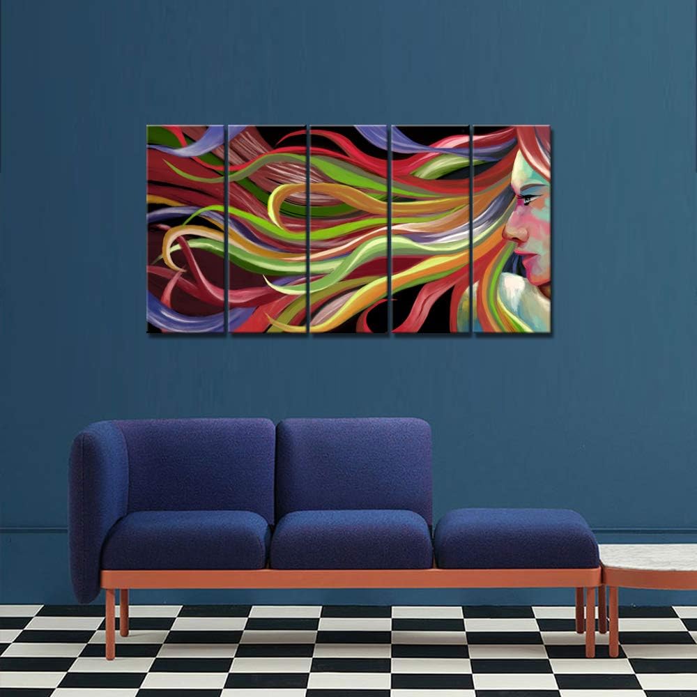 Abstract Pop Art Woman Canvas Wall Art 5 Pieces 12x32inch U464