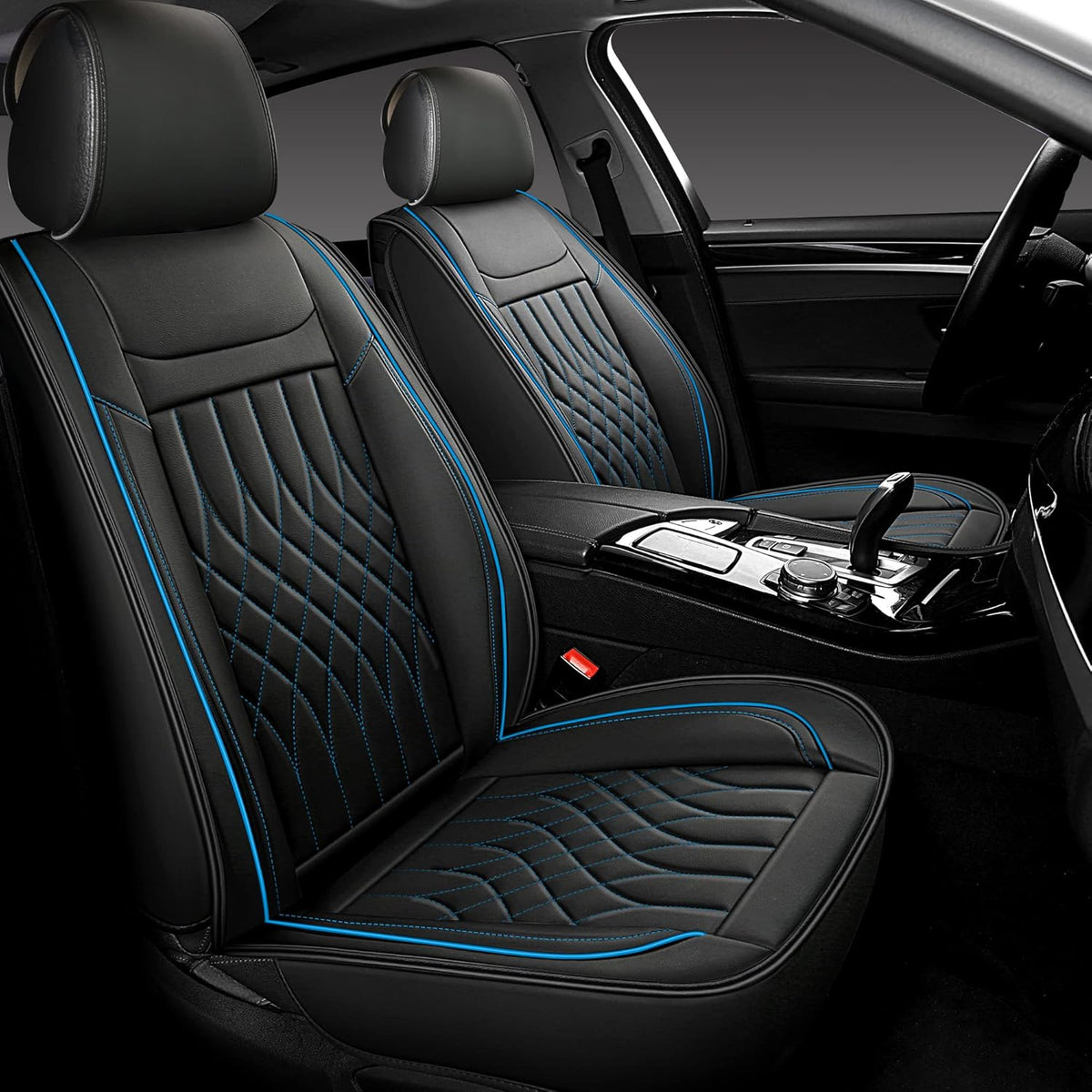 Black and Red Leather Car Seat Covers Full Set K124023