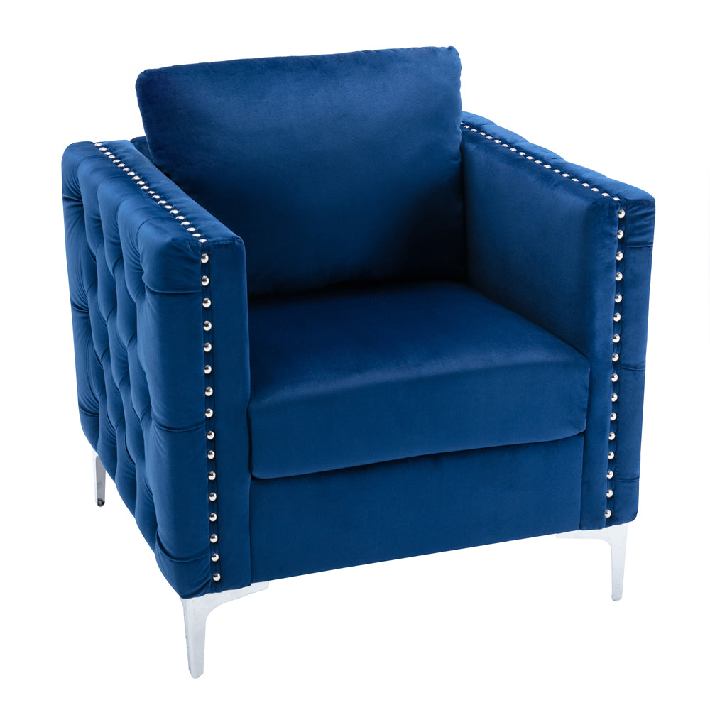 Velvet Tufted Club Chair with Steel Legs I22951