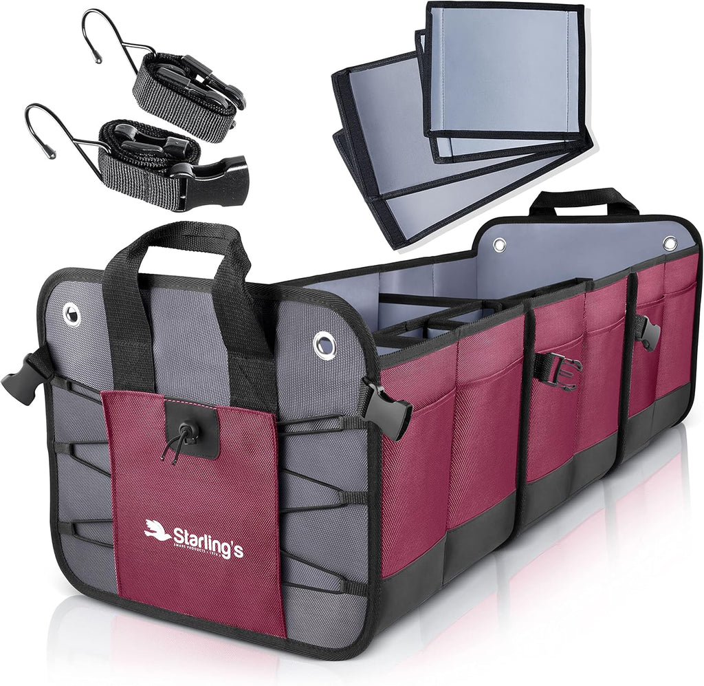 Black 2 Compartments Car Trunk Organizer Pack of 2 J5700