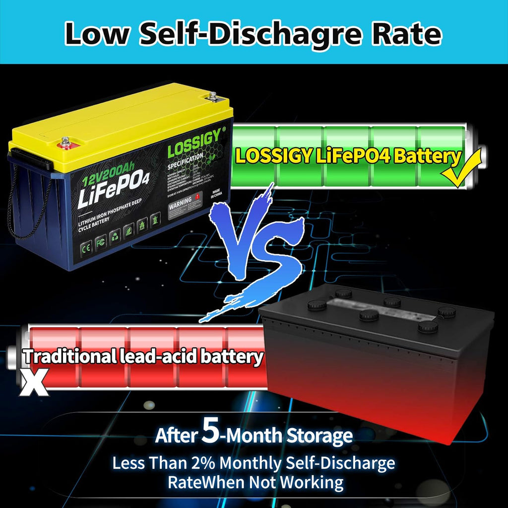 LiFePO4 Battery 12V 200Ah Deep Cycle Lithium Ion Battery with 100A BMS S47886