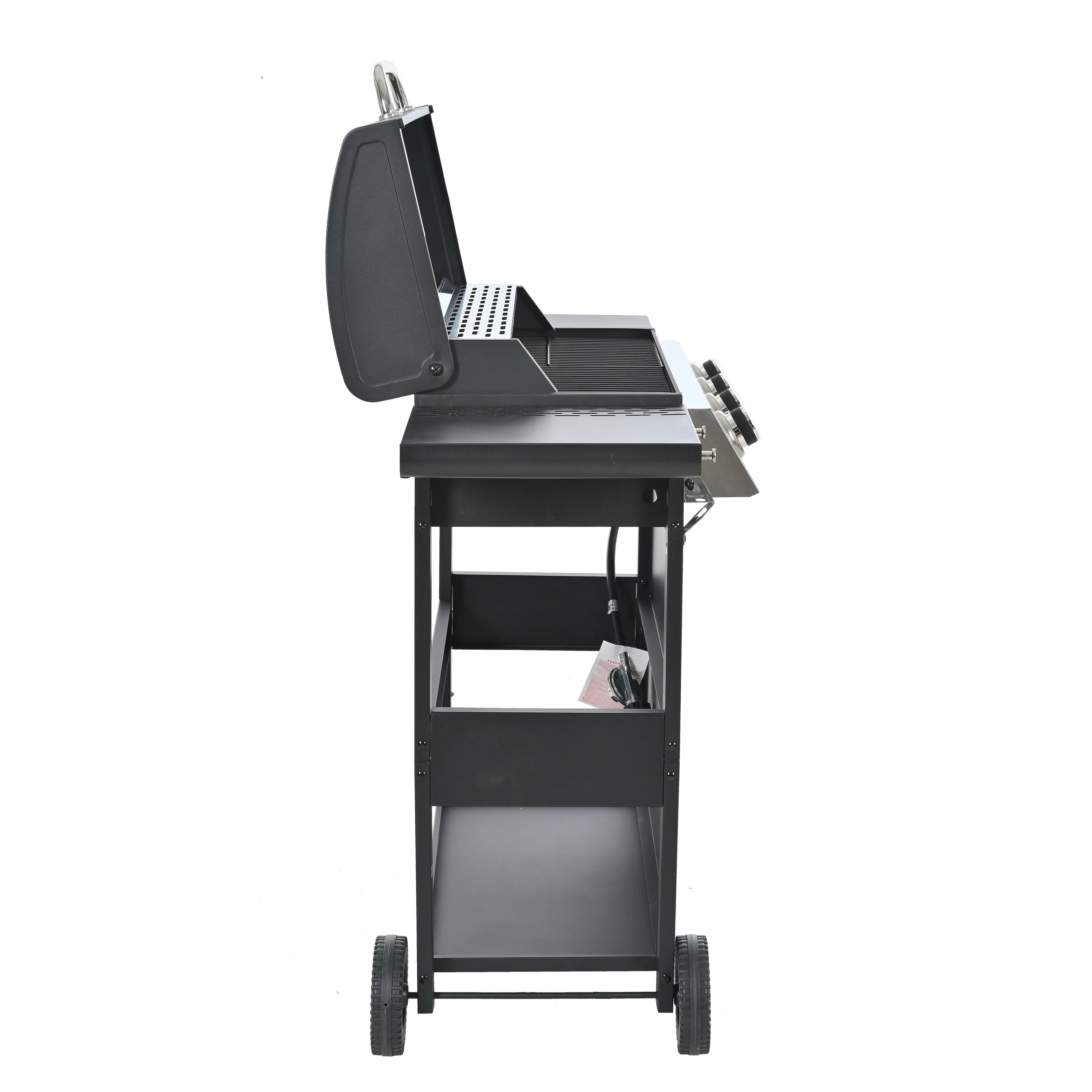 4 Burner Propane Gas Grill with Thermometer, 2 Prep Tables A18184