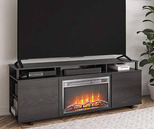 Black Electric Fireplace Console D26816