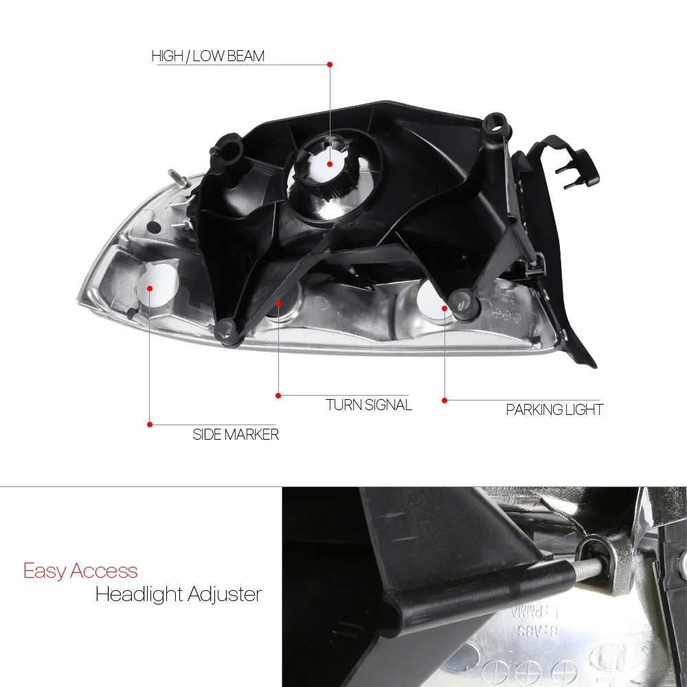 Smoke Tinted Headlight Clear Signal Reflector for Dodge Dakota/Durango O604