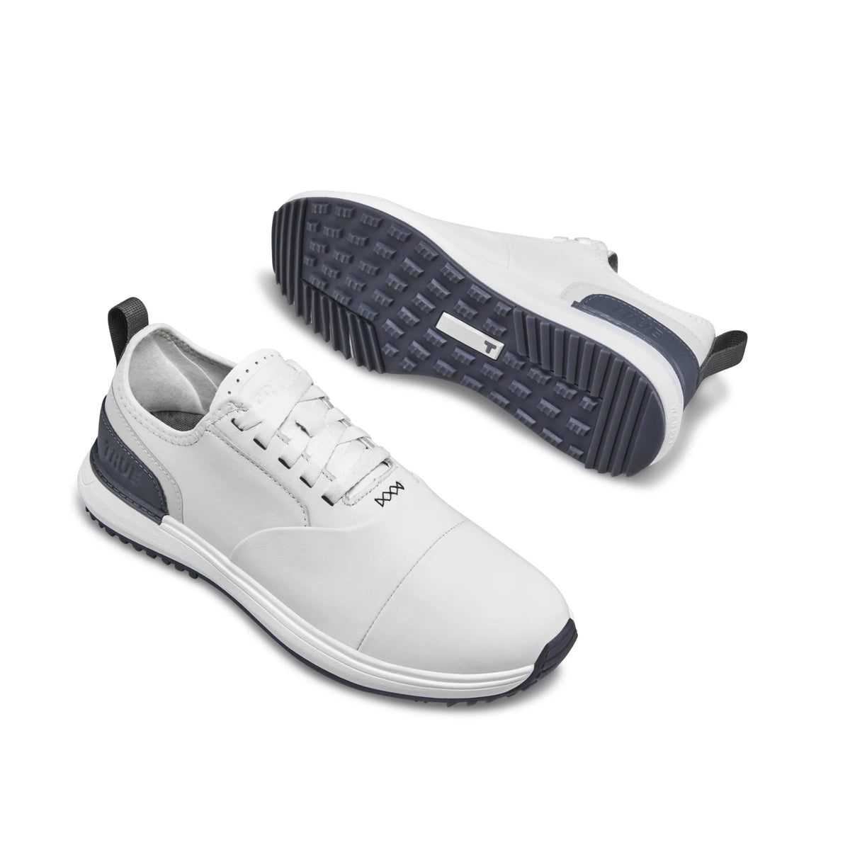 Tour White Grey Leather Golf Shoes E666