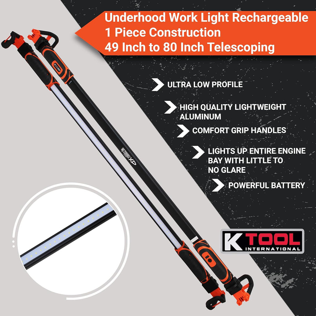 Rechargeable LED Underhood Work Light, Aluminum, 49 Inch to 80 Inch Telescoping A29905