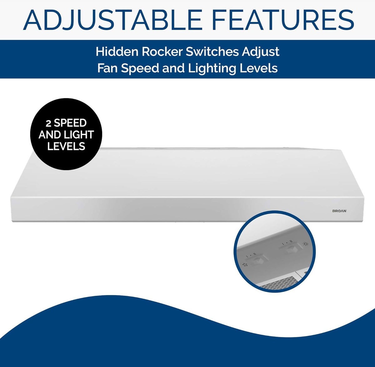 White 36-inch Under Cabinet Range Hood with Light U351