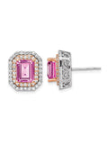 14K White Gold Pink Sapphire Earrings with Lab-Grown Diamonds K88876