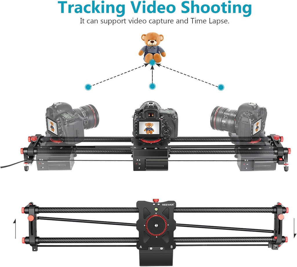 Motorized Camera Slider, 31.5-inch Carbon Fiber Track Rail, Load up to 22 lbs M1009