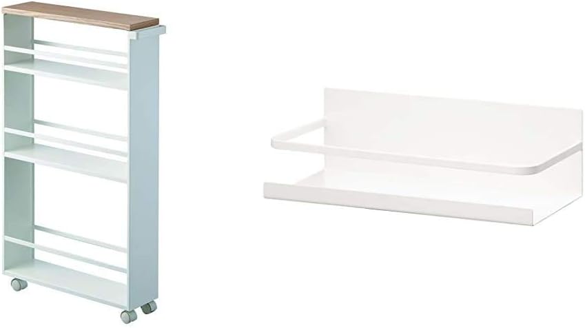 White Slim Rolling Storage Cart With Handle F5129