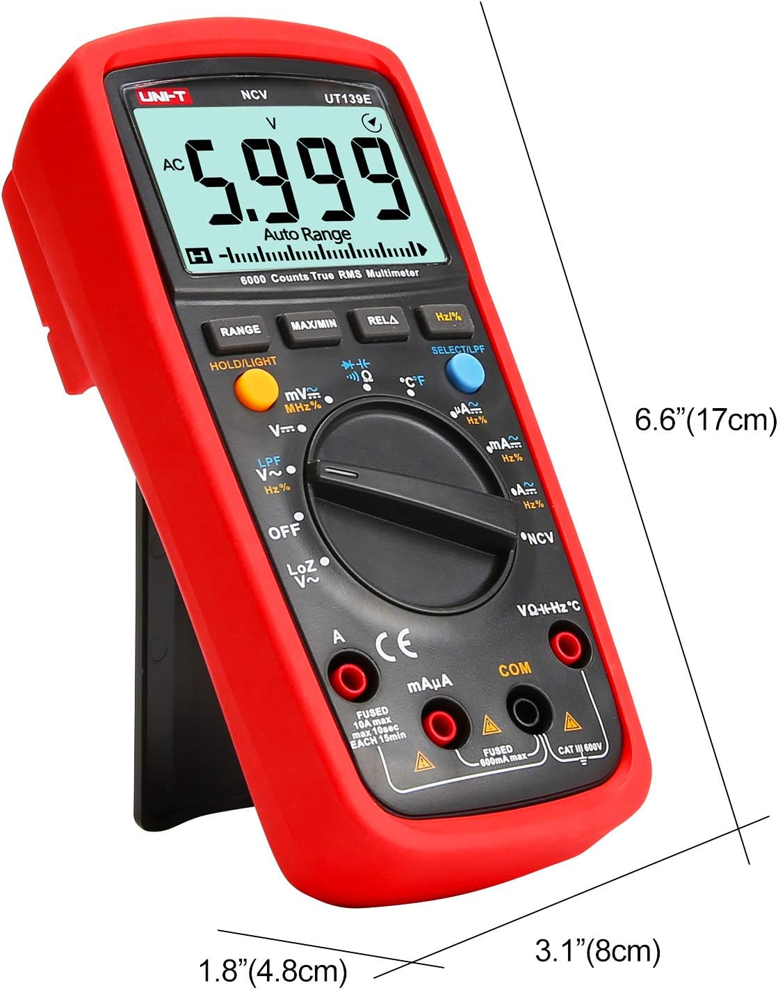 True RMS Digital Multimeter 6000 Counts AC DC Voltage Current Resistance Capacitance Frequency Temperature H884726