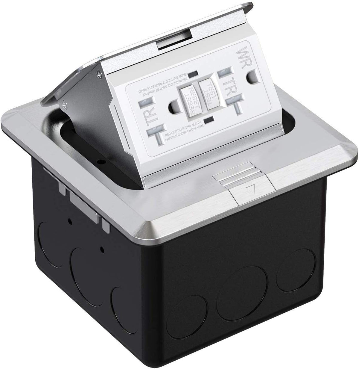 Pop Up Floor Outlet Covers Box, 20A Duplex Receptacle, Aluminum alloy, Silver Pack of 2 A275