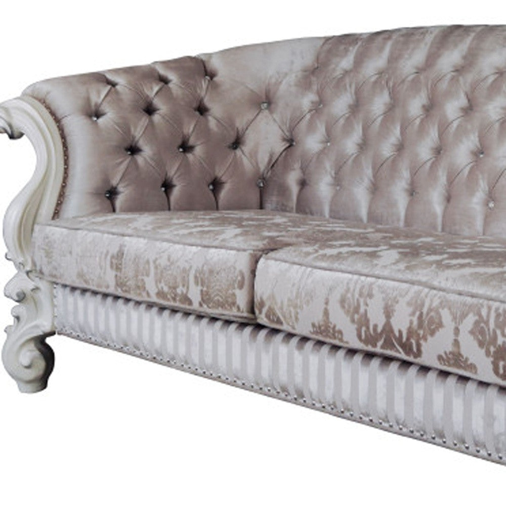 Ivory Velvet Sofa with Seven Toss Pillows P70400