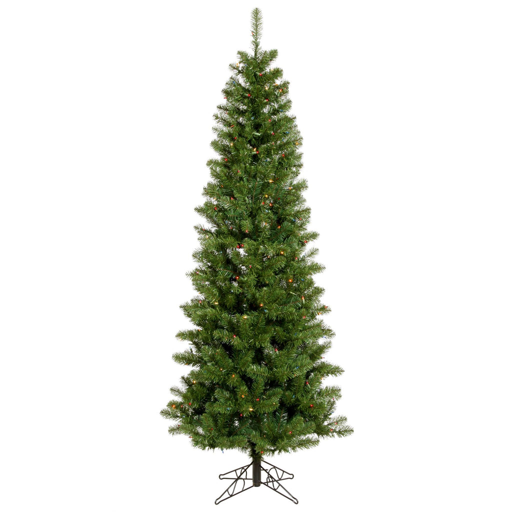 7.5 ft Salem Pencil Pine Christmas Tree with Multi-Colored LED Lights X6225