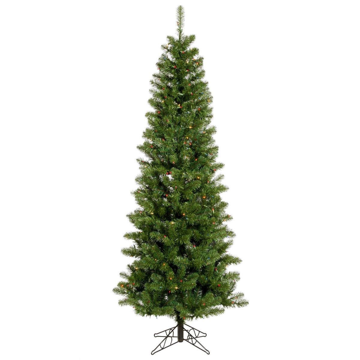 7.5 ft Salem Pencil Pine Christmas Tree with Multi-Colored LED Lights X6225