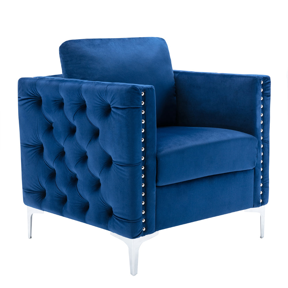 Velvet Tufted Club Chair with Steel Legs I22951