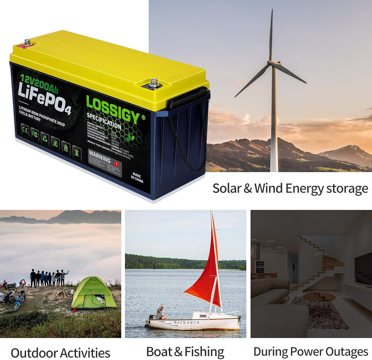 LiFePO4 Battery 12V 200Ah Deep Cycle Lithium Ion Battery with 100A BMS S47886