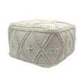 White Wool Cotton Square Pouf P678