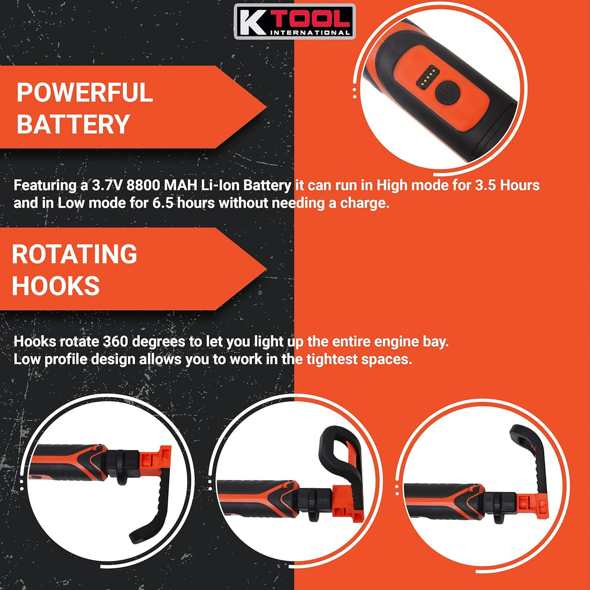 Rechargeable LED Underhood Work Light, Aluminum, 49 Inch to 80 Inch Telescoping A29905