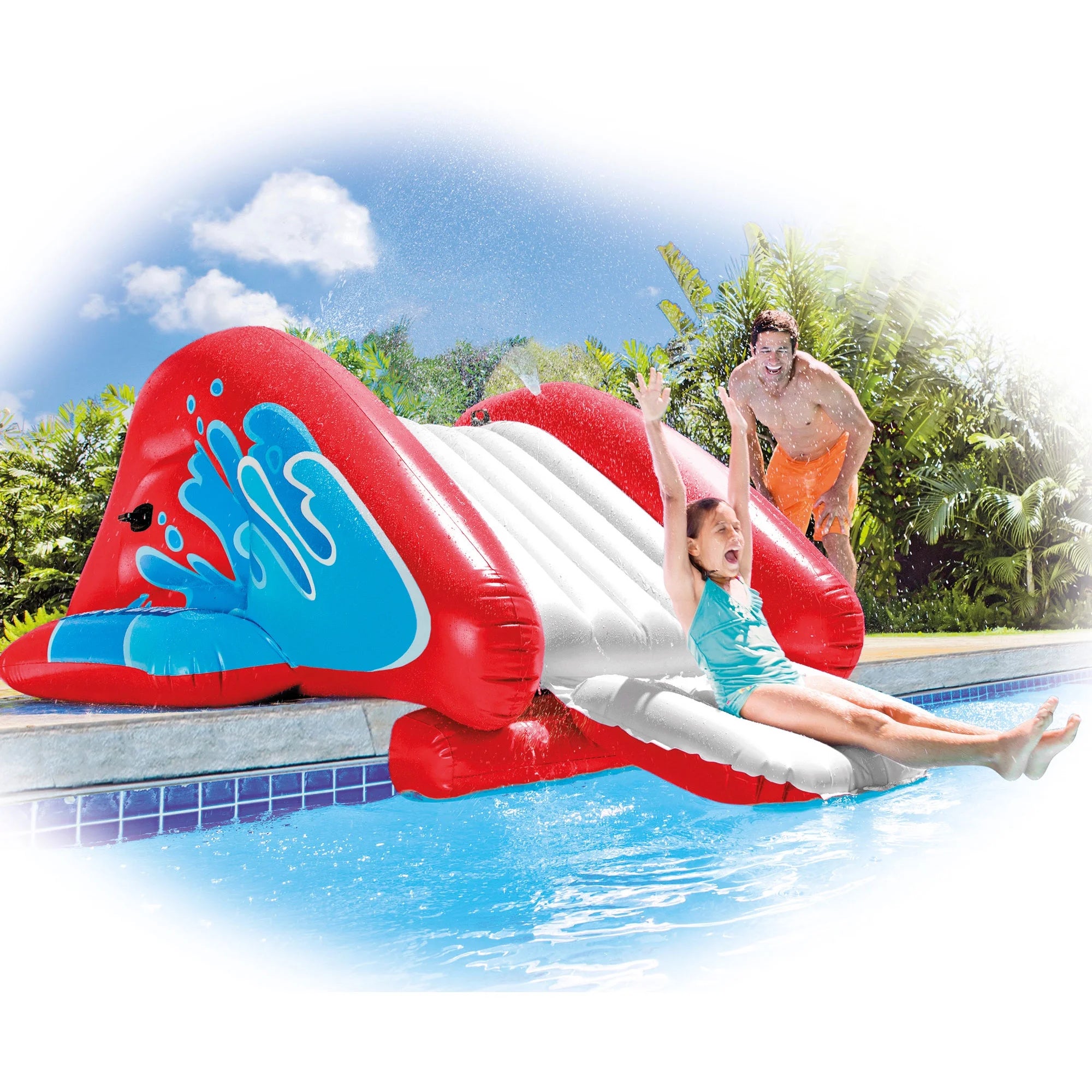 Red Inflatable Pool Water Slide, Blue Inflatable Pool Water Slide B7949