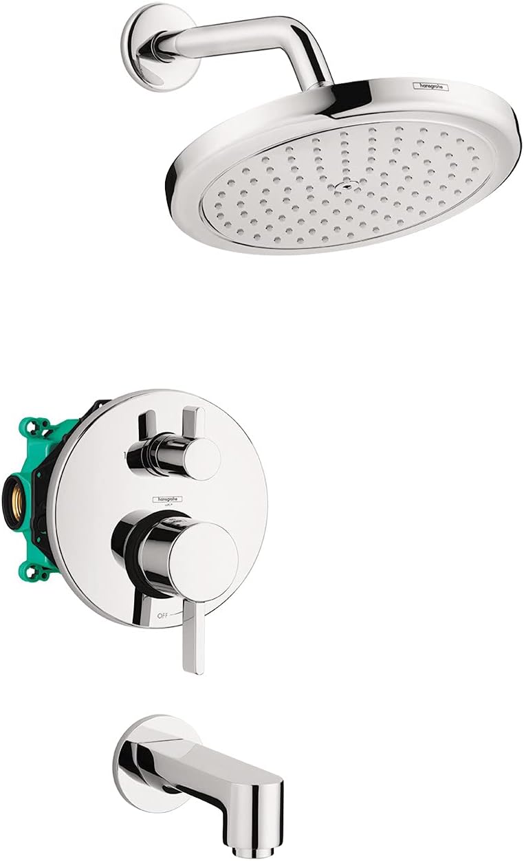 Brushed Nickel 1-Spray Shower System Set with Valve Included H492140