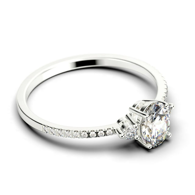 14K White Gold 3 Stone Ring T514602