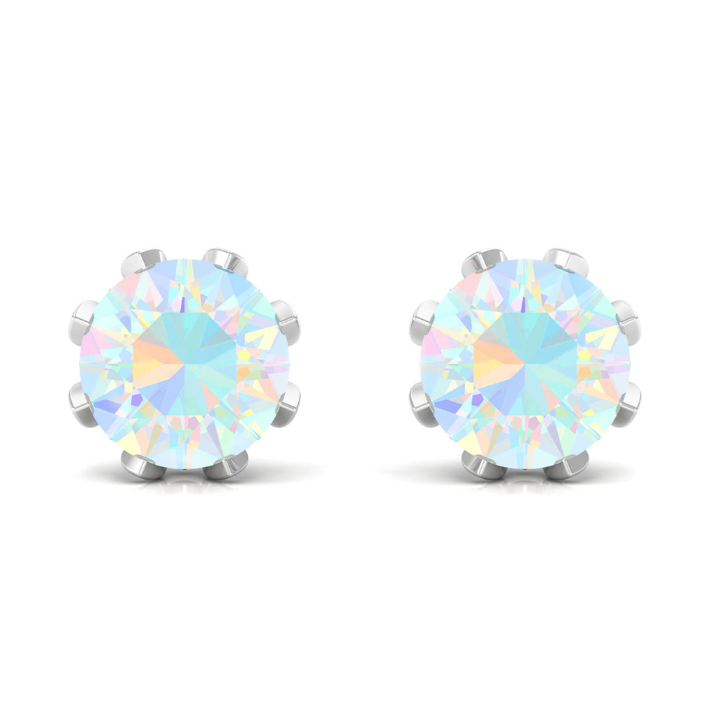 Floral Stud Earrings with Diamond, 925 Sterling Silver E66792