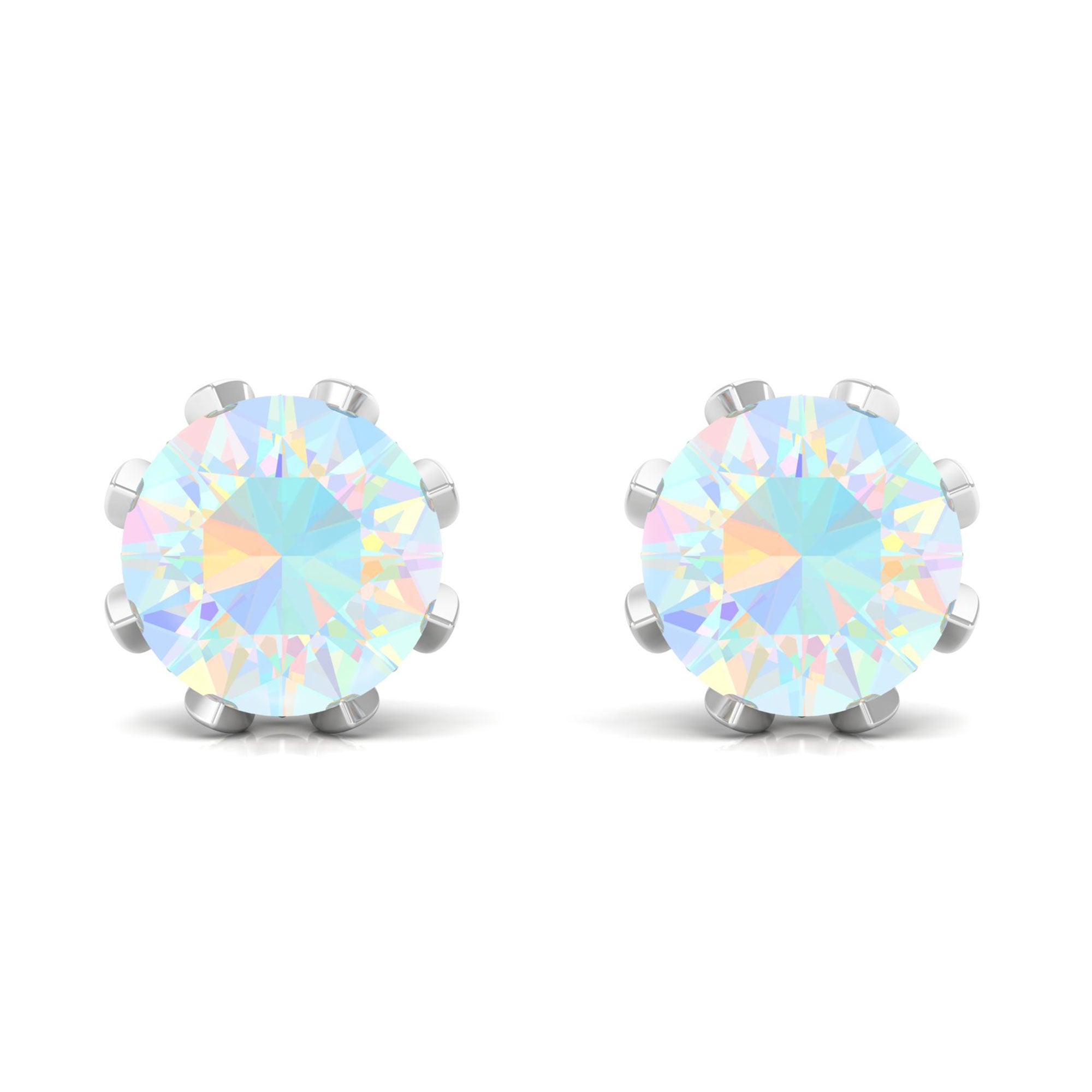 Floral Stud Earrings with Diamond, 925 Sterling Silver E66792