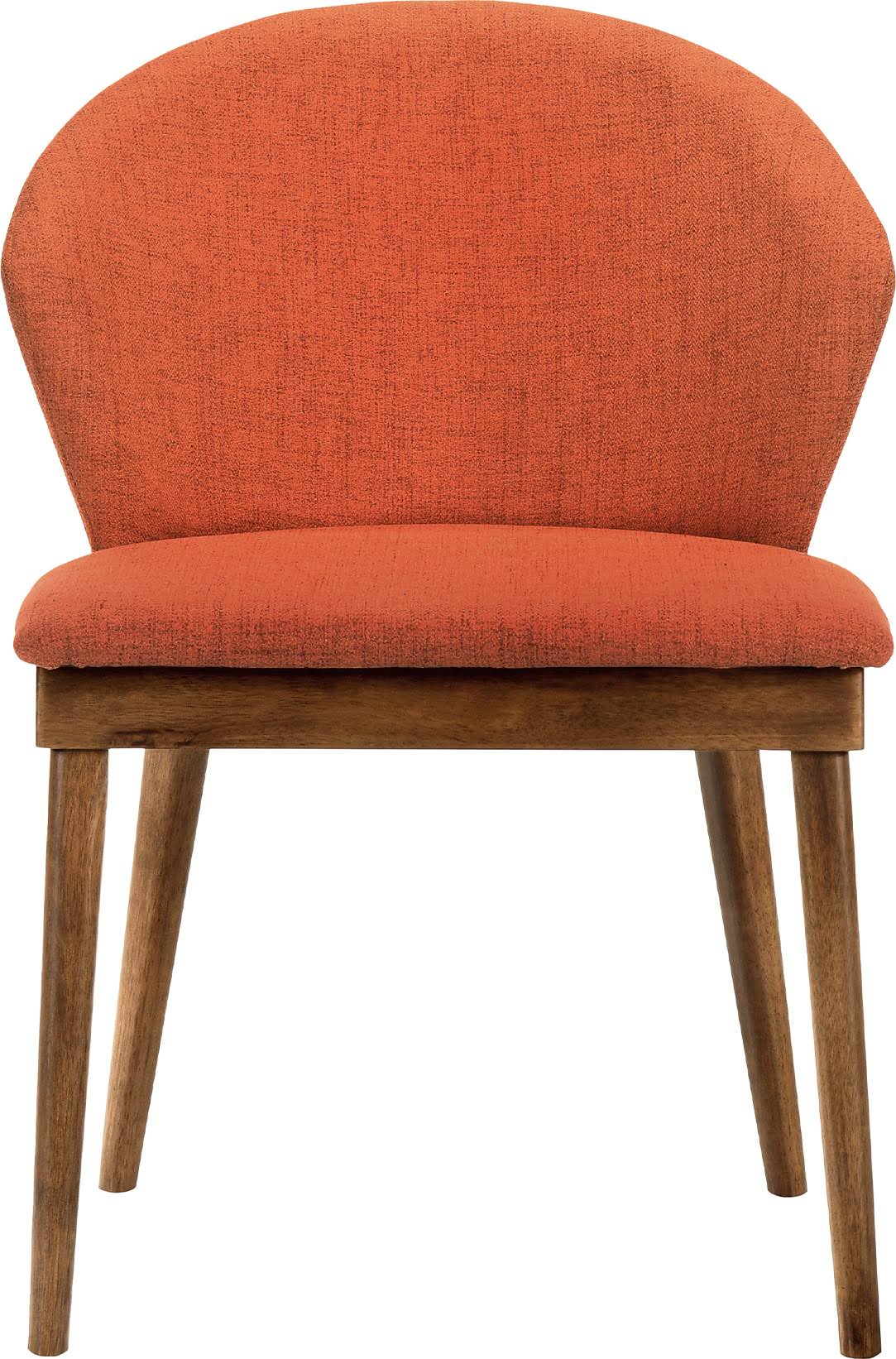 Orange Fabric and Walnut Wood Dining Side Chairs - Set of 2 Y537355
