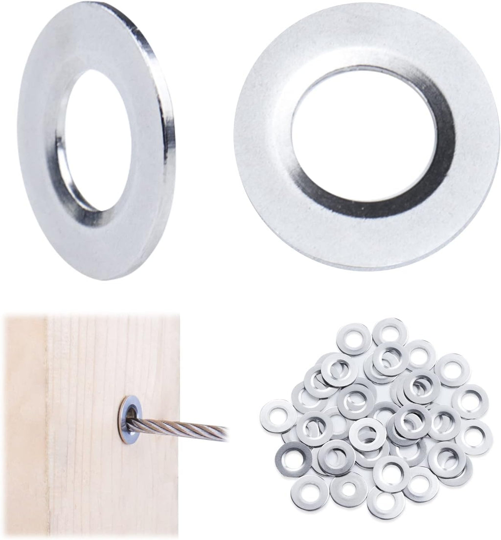 40Pack Cable Railing Kit Protector Sleeve Adhesive Grommet for 1/8" 5/32" 3/16" Wire Rope T316 Stainless Steel C759