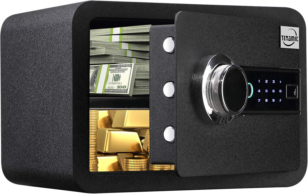 Black Solid Alloy Steel Biometric Fingerprint Safe Box R974431