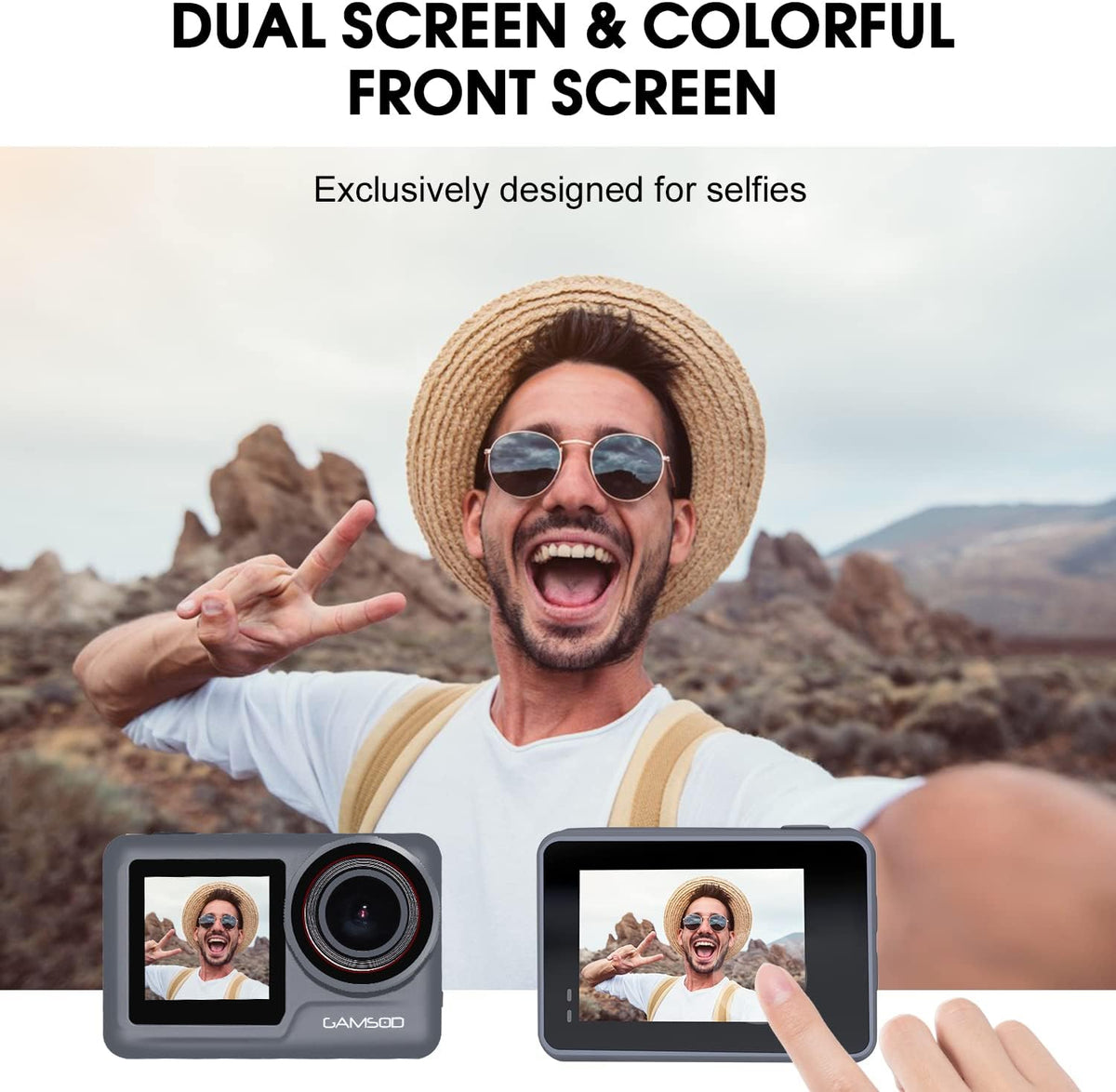 Grey Waterproof Action Camera with Stabilization Q6814