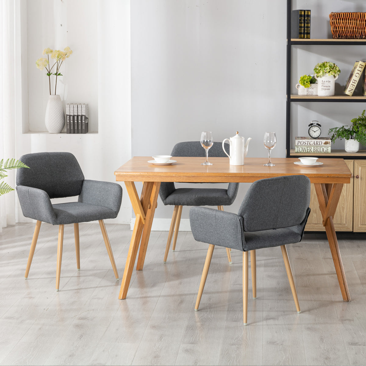 Gray Upholstered Accent Chair with Metal Legs U53466