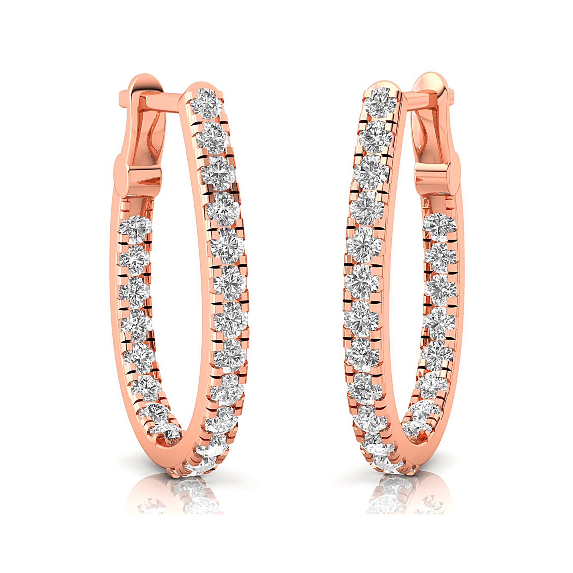 14k Rose Gold Diamond Huggie Earring N3571